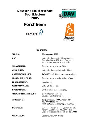 Deutsche Meisterschaft Sportklettern 2005 Forchheim