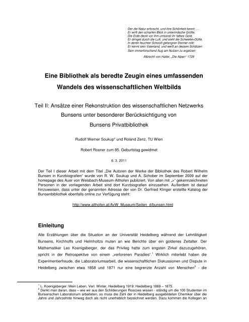 Eine Bibliothek als beredte Zeugin eines umfassenden Wandels des ...