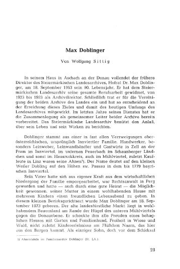 Max Doblinger von Wolfgang Sittig - Landesarchiv - Steiermark