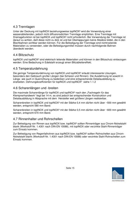 Technische Informationen topINOX - METAFLEX