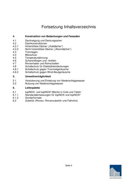 Technische Informationen topINOX - METAFLEX