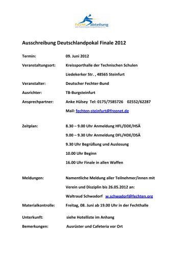 Ausschreibung Deutschlandpokal Finale 2012 - Deutscher Fechter ...