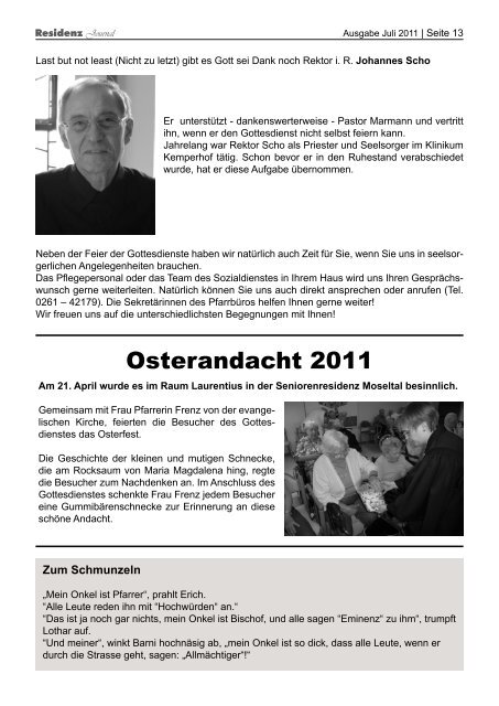 Ausgabe Juli 2011 | Seite 1 - Seniorenresidenz Moseltal