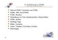5. Einführung in HTML Was ist HTML? Versionen von HTML. SGML ...