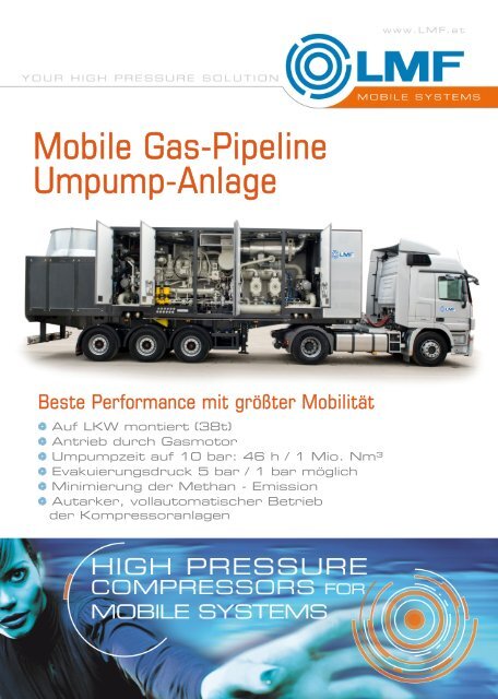 Mobile Gas-Pipeline Umpump-Anlage