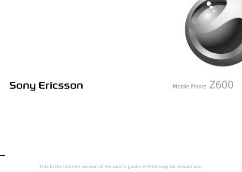 Sony Ericsson Z600 user guide (PDF) - Vodafone