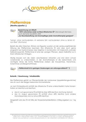 Pfefferminze - Aromatherapie-Aromapflege