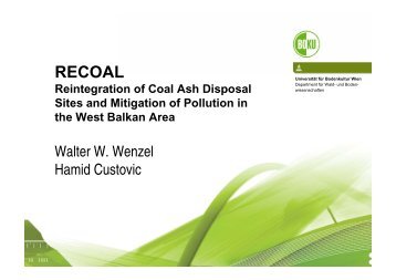 RECOAL Reintegration of Coal Ash Disposal Sites and Mitigation of