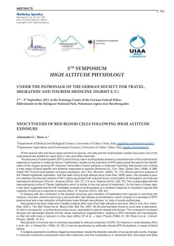 5TH SYMPOSIUM HIGH ALTITUDE PHYSIOLOGY - Gore-ljudje