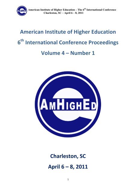 American Institute of Higher Education 6 International ... - AmHighEd