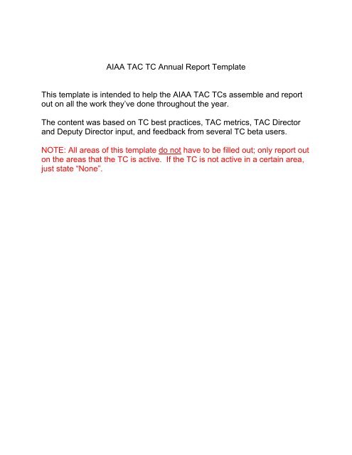 AIAA TAC TC Annual Report Template This template is AIAA Info AIAA TAC TC Annual Report Template This template is AIAA Info