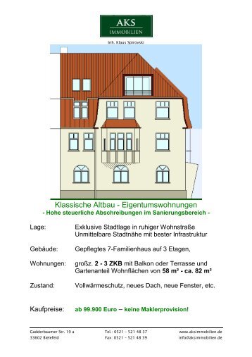Klassische Altbau - Eigentumswohnungen - AKS Immobilien