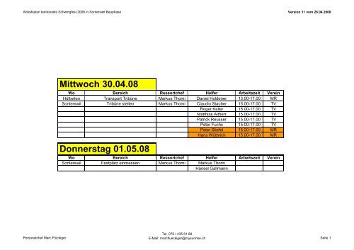 Mittwoch 30.04.08 Donnerstag 01.05.08 - STV Illhart-Sonterswil