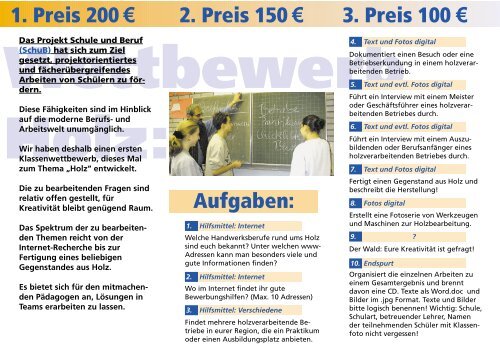 Wettbewerb Holz - Schule und Beruf