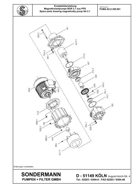 D - 51149 KÖLN - SONDERMANN Pumpen + Filter GmbH & Co. KG