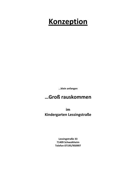 Konzeption - Kindergarten Lessingstraße - Gemeinde Schwaikheim