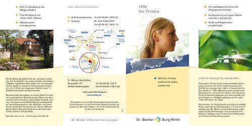 hilfe bei Tinnitus Dr. Becker Burg-Klinik - Dr. Becker Klinikgruppe