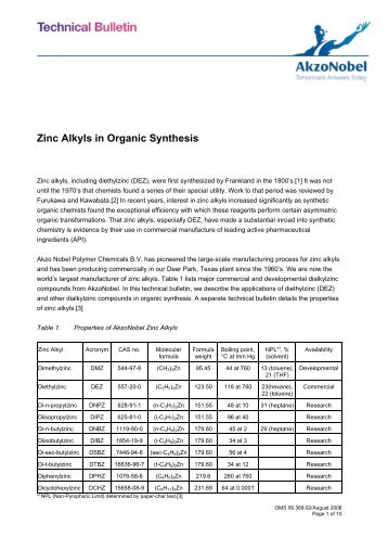 Zinc Alkyls in Organic Synthesis - AkzoNobel