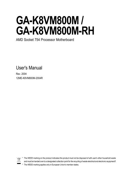 GA-K8VM800M / GA-K8VM800M-RH - visit site - Gigabyte