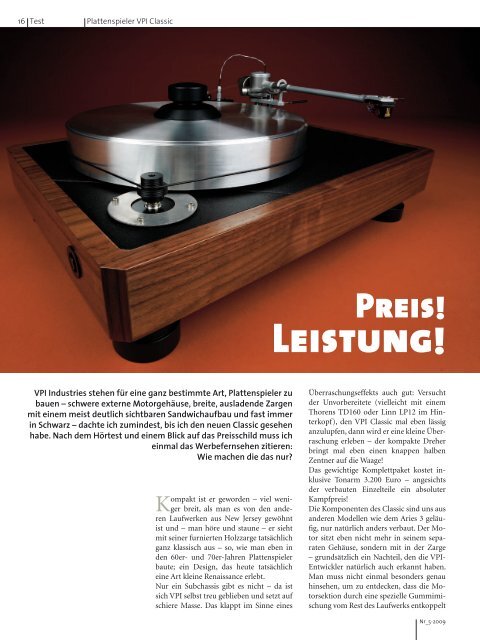 Plattenspieler VPI Classic - LP 05/2009