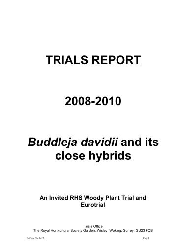 TRIALS REPORT - Royal Horticultural Society