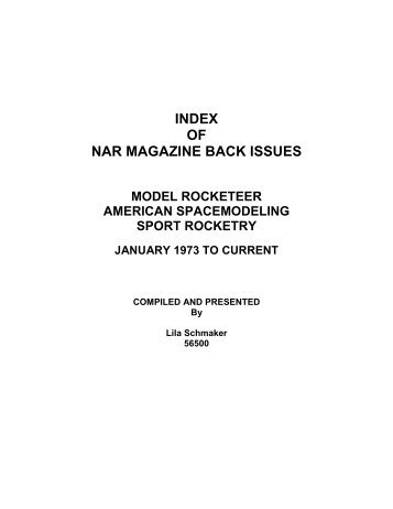 index of nar magazine back issues model rocketeer american ...