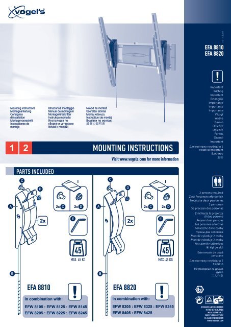 mounting instructions 21 parts included - Vogel's