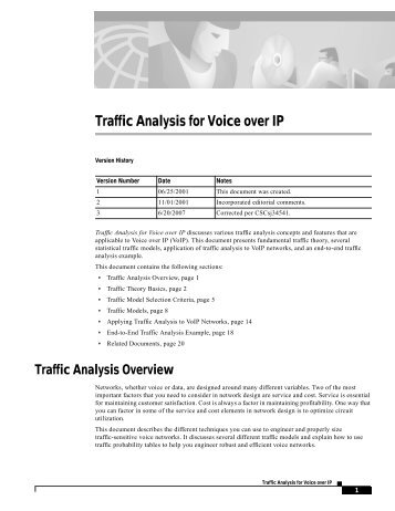 Traffic Analysis for Voice over IP