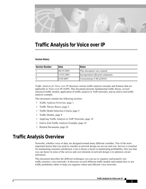 Traffic Analysis for Voice over IP
