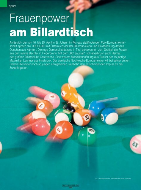 Frauenpower am Billardtisch - Tiroler Billard Verband