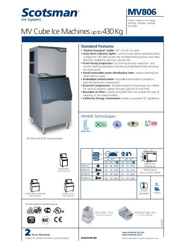 MV Cube Ice Machines up to 430 Kg - Scotsman