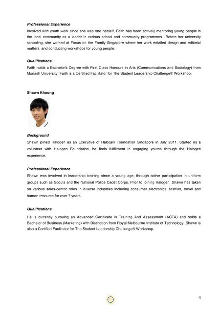 Staff Bio July 2012 - Halogen Foundation Singapore