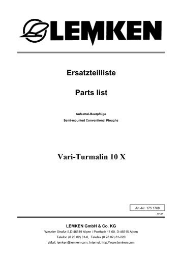 Ersatzteilliste - Lemken