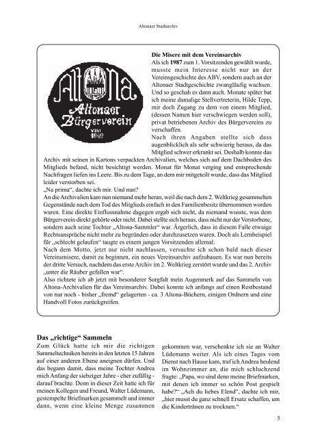 Die Geschichte des Altonaer Stadtarchivs - Altonaer Stadtarchiv e.V.