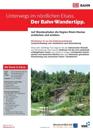 Auf Wanderpfaden die Region Rhein-Neckar entdecken und ... - Bahn