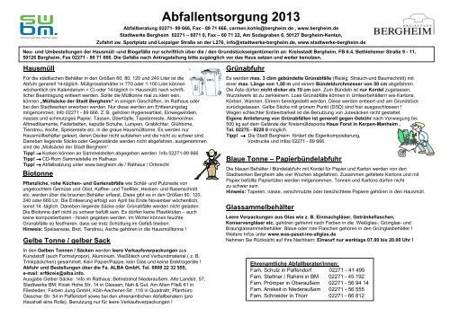 Abfallentsorgung 2013 - Stadtwerke Bergheim