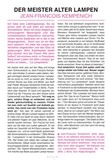 â€œstadtflohâ€ mal anders - BICK Magazin. Mensch, Berlin