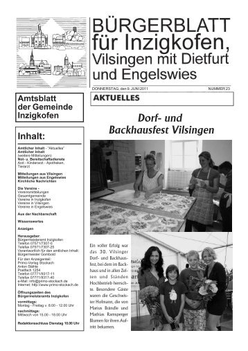Dorf- und Backhausfest Vilsingen - Inzigkofen