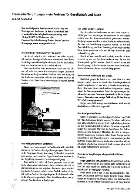 Vortrag von Erich Schöndorf - Amalgam Informationen