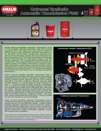 Amalie Universal Synthetic Automatic Transmission Fluid is a full ...