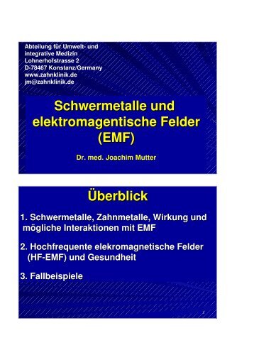 Schwermetalle und elektromagentische Felder (EMF) Überblick