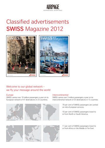 Classified advertisements SWISS Magazine 2012 - Airpage AG