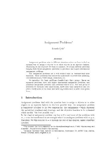 Assignment Problems - Institute of Optimization and Discrete ...