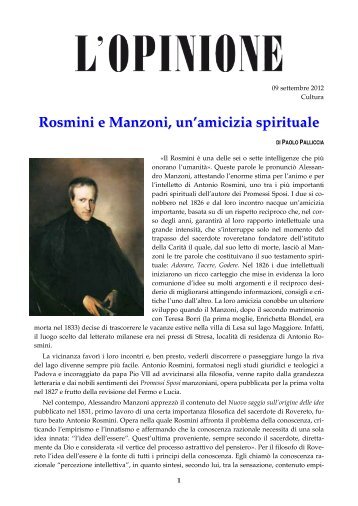 Rosmini e Manzoni, un'amicizia spirituale