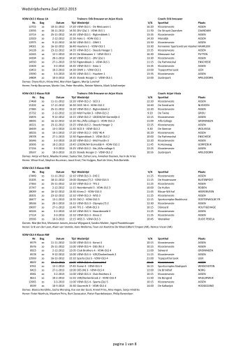 Wedstrijdschema Zaal 2012-2013 pagina 1 van 8 - Vdw Ols