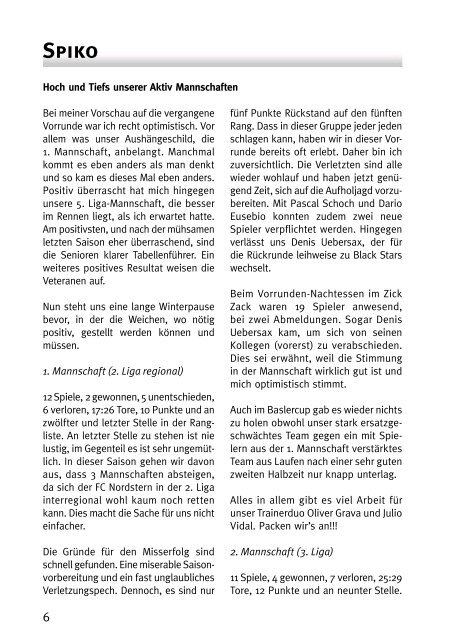 Zu dieser Ausgabe - FC Amicitia Riehen