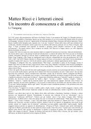 Matteo Ricci e i letterati cinesi Un incontro di conoscenza e di amicizia