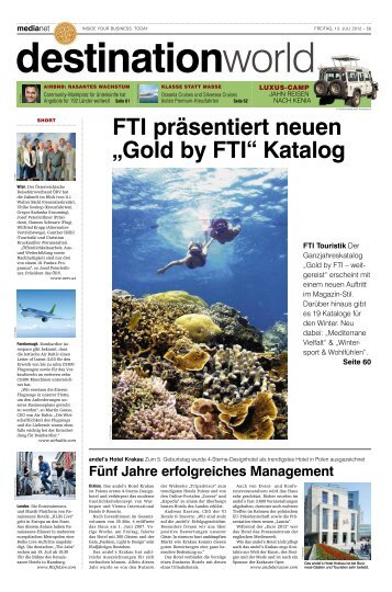 FTI präsentiert neuen „Gold by FTI“ Katalog - MediaNET.at