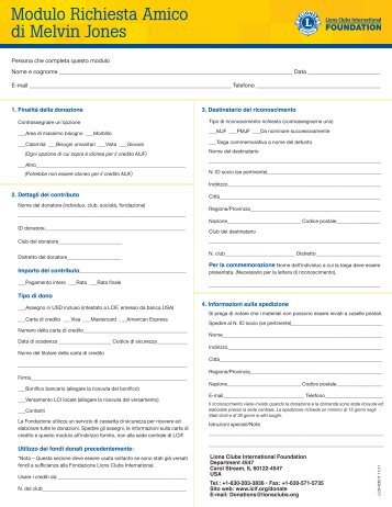 Modulo Richiesta Amico di Melvin Jones - LCIF