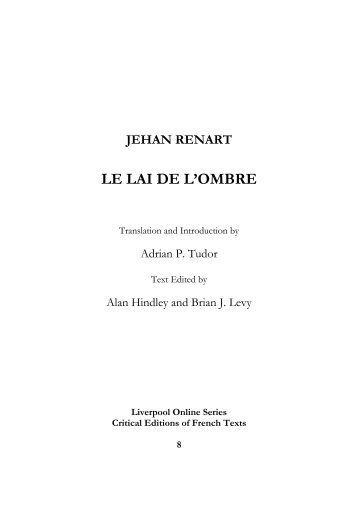 Jehan Renart, Le Lai de l'ombre - University of Liverpool